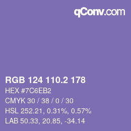 カラーコード: RGB 124 110.2 178 | qconv.com