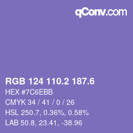カラーコード: RGB 124 110.2 187.6 | qconv.com