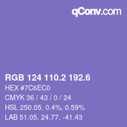 カラーコード: RGB 124 110.2 192.6 | qconv.com