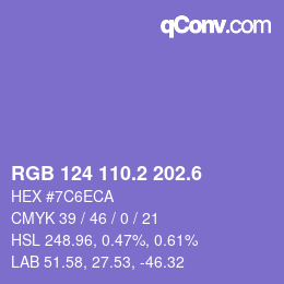 カラーコード: RGB 124 110.2 202.6 | qconv.com