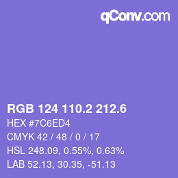 カラーコード: RGB 124 110.2 212.6 | qconv.com