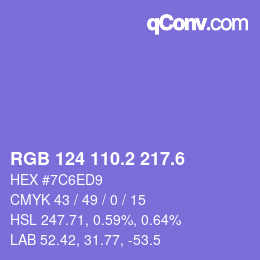 カラーコード: RGB 124 110.2 217.6 | qconv.com