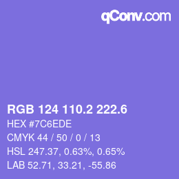 カラーコード: RGB 124 110.2 222.6 | qconv.com