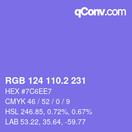 カラーコード: RGB 124 110.2 231 | qconv.com