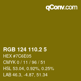 カラーコード: RGB 124 110.2 5 | qconv.com