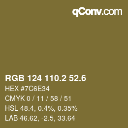 カラーコード: RGB 124 110.2 52.6 | qconv.com