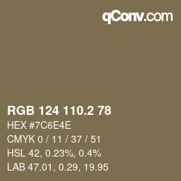 カラーコード: RGB 124 110.2 78 | qconv.com
