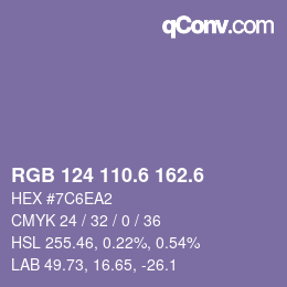 カラーコード: RGB 124 110.6 162.6 | qconv.com