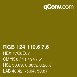 カラーコード: RGB 124 110.6 7.6 | qconv.com