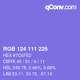 Color code: RGB 124 111 226 | qconv.com