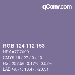 Farbcode: RGB 124 112 153 | qconv.com