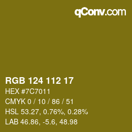 カラーコード: RGB 124 112 17 | qconv.com