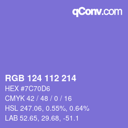 Code couleur: RGB 124 112 214 | qconv.com