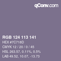 Farbcode: RGB 124 113 141 | qconv.com