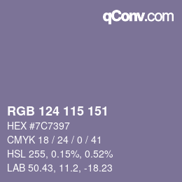 Código de color: RGB 124 115 151 | qconv.com