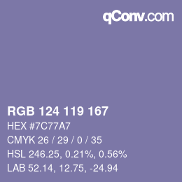 カラーコード: RGB 124 119 167 | qconv.com
