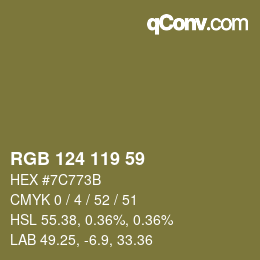 颜色代码: RGB 124 119 59 | qconv.com