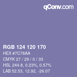 Color code: RGB 124 120 170 | qconv.com