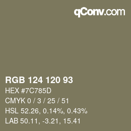 Code couleur: RGB 124 120 93 | qconv.com