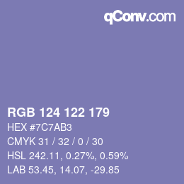 Código de color: RGB 124 122 179 | qconv.com