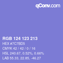 Código de color: RGB 124 123 213 | qconv.com