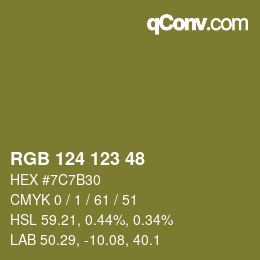 カラーコード: RGB 124 123 48 | qconv.com