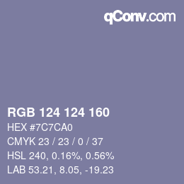 Color code: RGB 124 124 160 | qconv.com