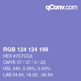 Code couleur: RGB 124 124 198 | qconv.com