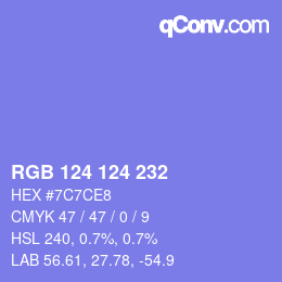 Color code: RGB 124 124 232 | qconv.com