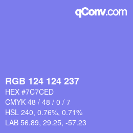 Color code: RGB 124 124 237 | qconv.com