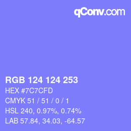 カラーコード: RGB 124 124 253 | qconv.com