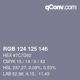 颜色代码: RGB 124 125 146 | qconv.com