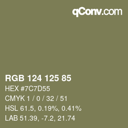 Farbcode: RGB 124 125 85 | qconv.com