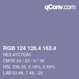 カラーコード: RGB 124 126.4 163.4 | qconv.com