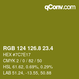 カラーコード: RGB 124 126.8 23.4 | qconv.com
