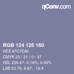 Código de color: RGB 124 126 160 | qconv.com