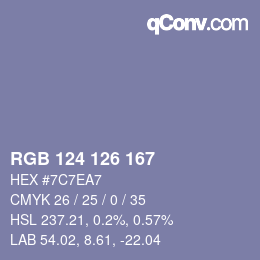 Farbcode: RGB 124 126 167 | qconv.com