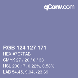 Color code: RGB 124 127 171 | qconv.com