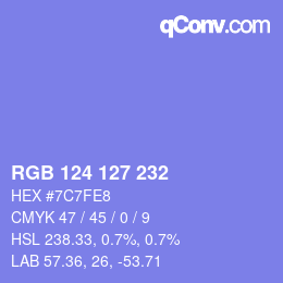 Color code: RGB 124 127 232 | qconv.com