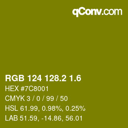 カラーコード: RGB 124 128.2 1.6 | qconv.com