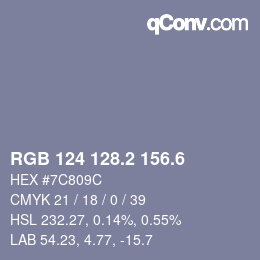 カラーコード: RGB 124 128.2 156.6 | qconv.com