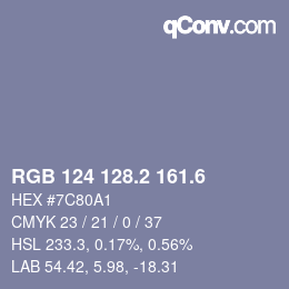 カラーコード: RGB 124 128.2 161.6 | qconv.com