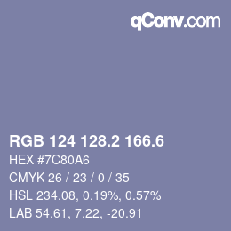 カラーコード: RGB 124 128.2 166.6 | qconv.com