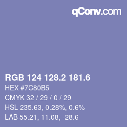 カラーコード: RGB 124 128.2 181.6 | qconv.com