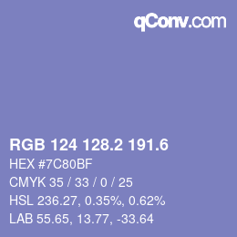 カラーコード: RGB 124 128.2 191.6 | qconv.com