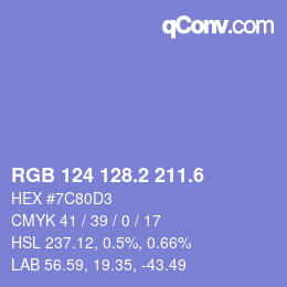 カラーコード: RGB 124 128.2 211.6 | qconv.com
