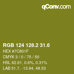 カラーコード: RGB 124 128.2 31.6 | qconv.com