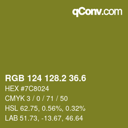 カラーコード: RGB 124 128.2 36.6 | qconv.com