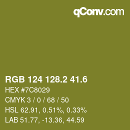 カラーコード: RGB 124 128.2 41.6 | qconv.com