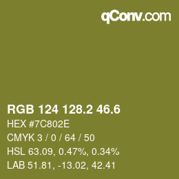 カラーコード: RGB 124 128.2 46.6 | qconv.com